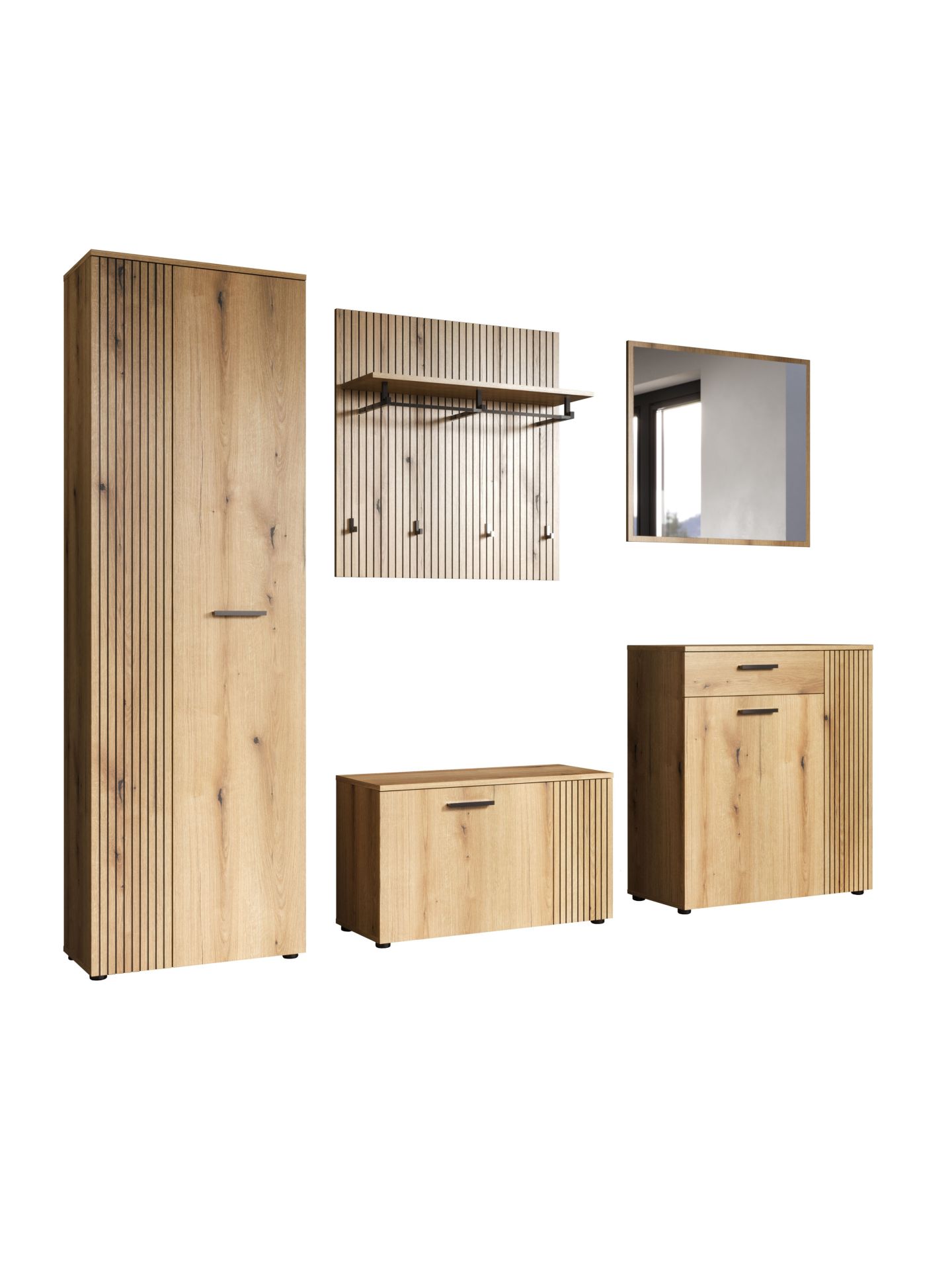 trendteam PureBliss Garderoben-Set Evoke Eiche 5-tlg Flurmöbel