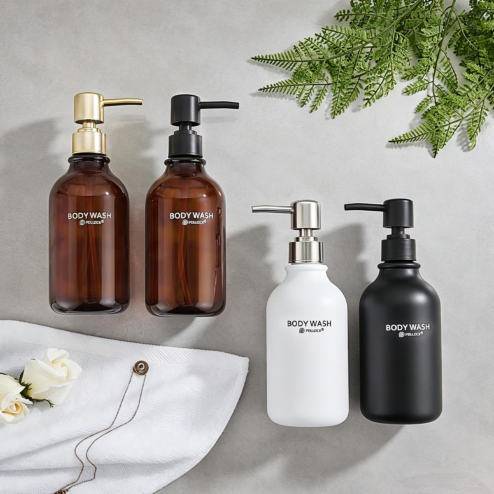 Pollock Soap Dispensers Seifenspender 2x500ml Bernstein Schwarz Pumpe