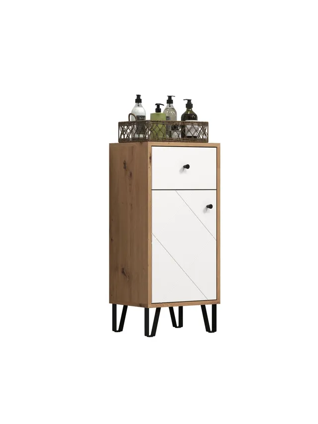 trendteam Touch Standschrank Artisan Eiche Weiß matt