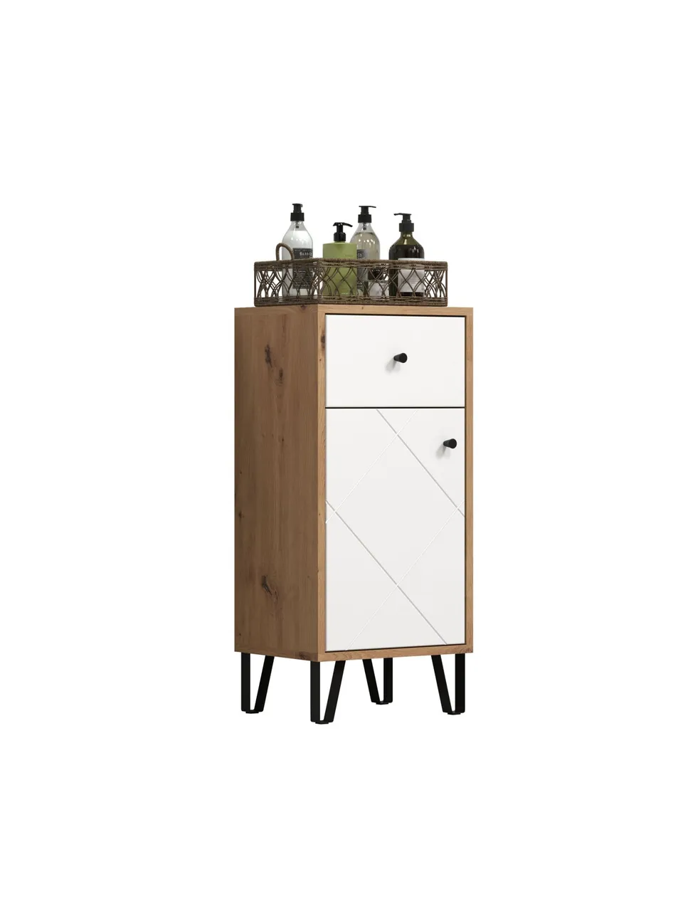 trendteam Touch Standschrank Artisan Eiche Weiß matt