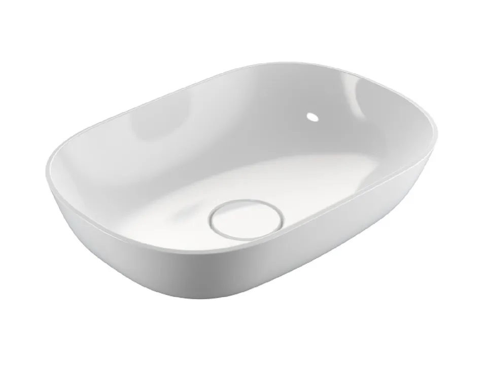 Treos Serie 730 Aufsatzwaschbecken 50x35 cm ohne Hahnloch weiß