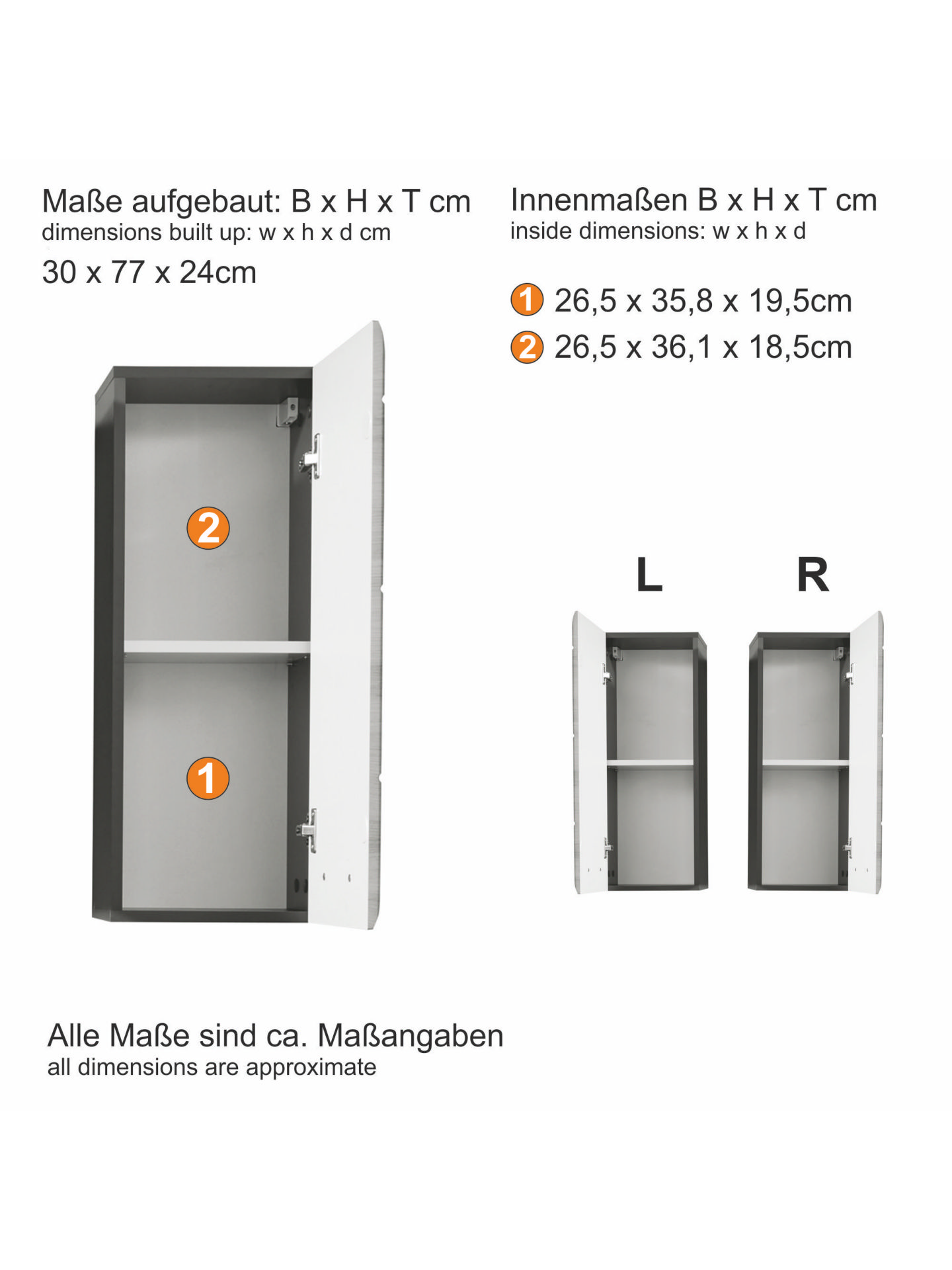 trendteam Line Hängeschrank rauchsilber weiß Hochglanz Bad