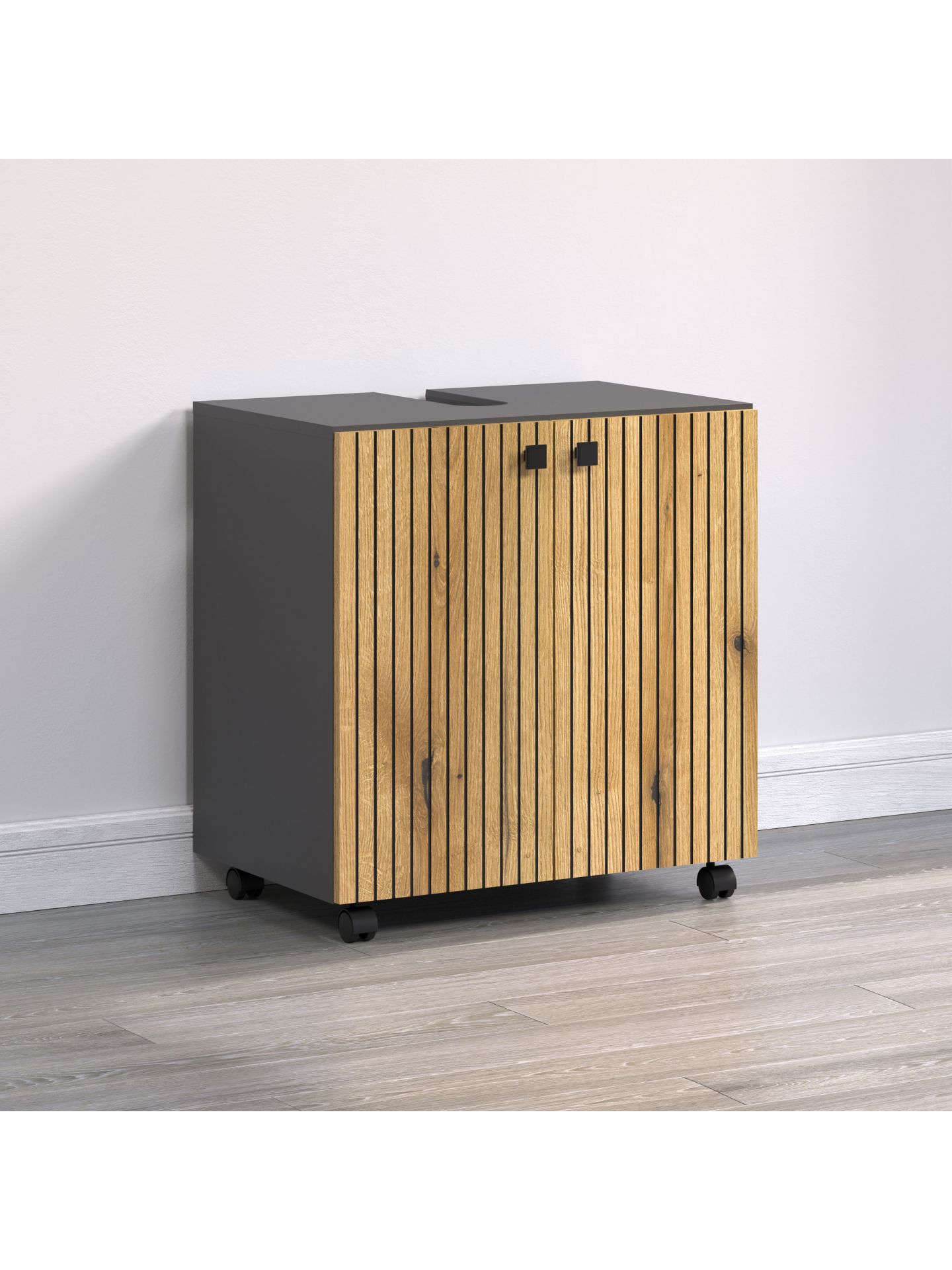 trendteam PureBliss Waschbeckenunterschrank Anthrazit Rollen