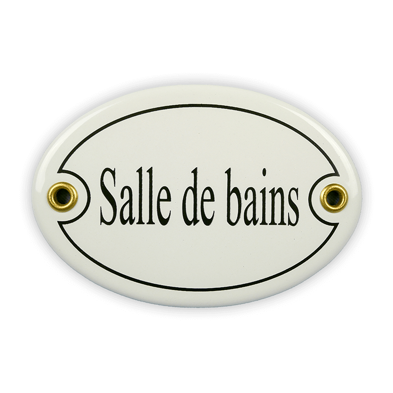 Münder Emailschild oval Salle de bains 10,5x7 cm