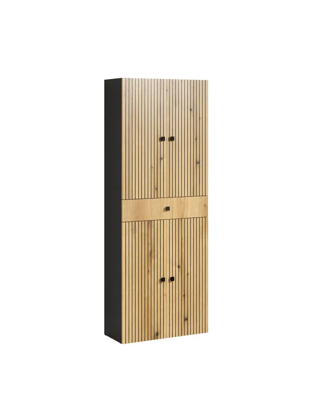 trendteam Badezimmer PureBliss Hochschrank Anthrazit Eiche
