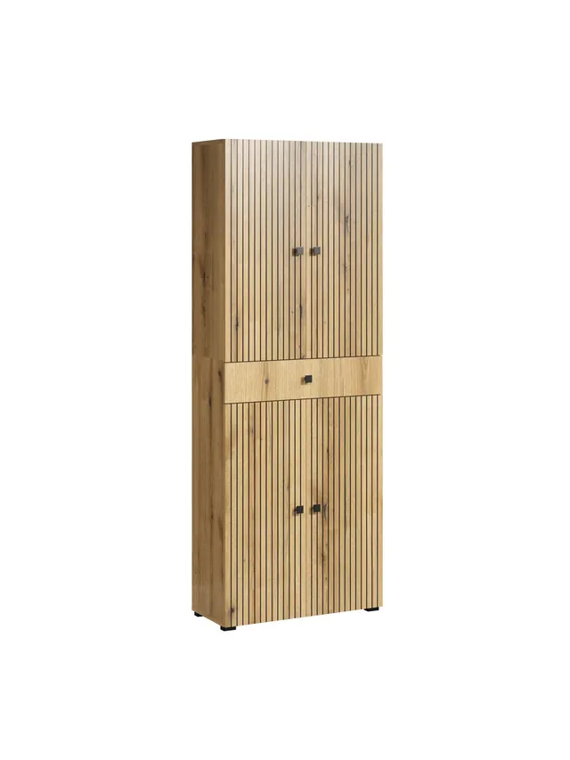 trendteam PureBliss Hochschrank Evoke Eiche Schwarze Rillen