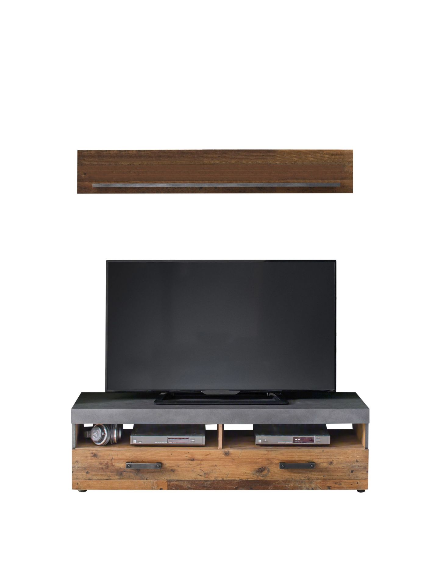 trendteam Indy TV-Board mit Wandboard graphit Old Wood