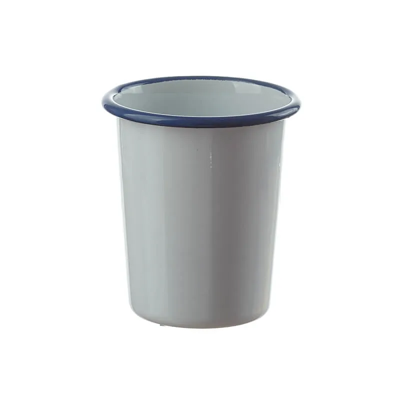 Münder Email Nostalgie-Geschirr Emaillebecher konisch 350 ml weiß/blau