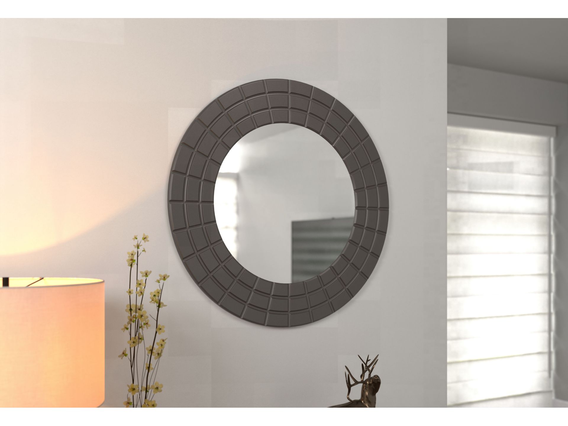 trendteam Fusion Wandspiegel Rund Perlbronze Dekor