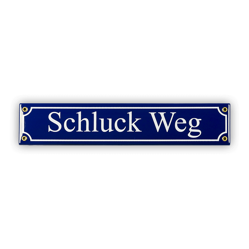 Münder Email Emaille Lagerschilder Schluck Weg Straßenschild 40 cm blau