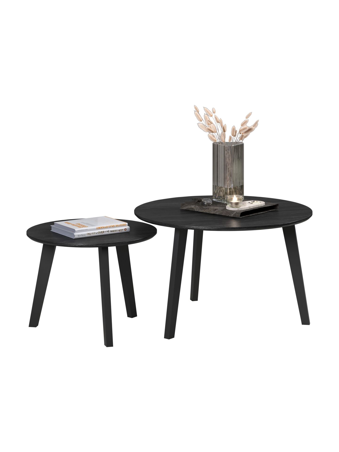 trendteam Ronin Couchtisch-Set Esche Schwarz 2er Wohnzimmertisch