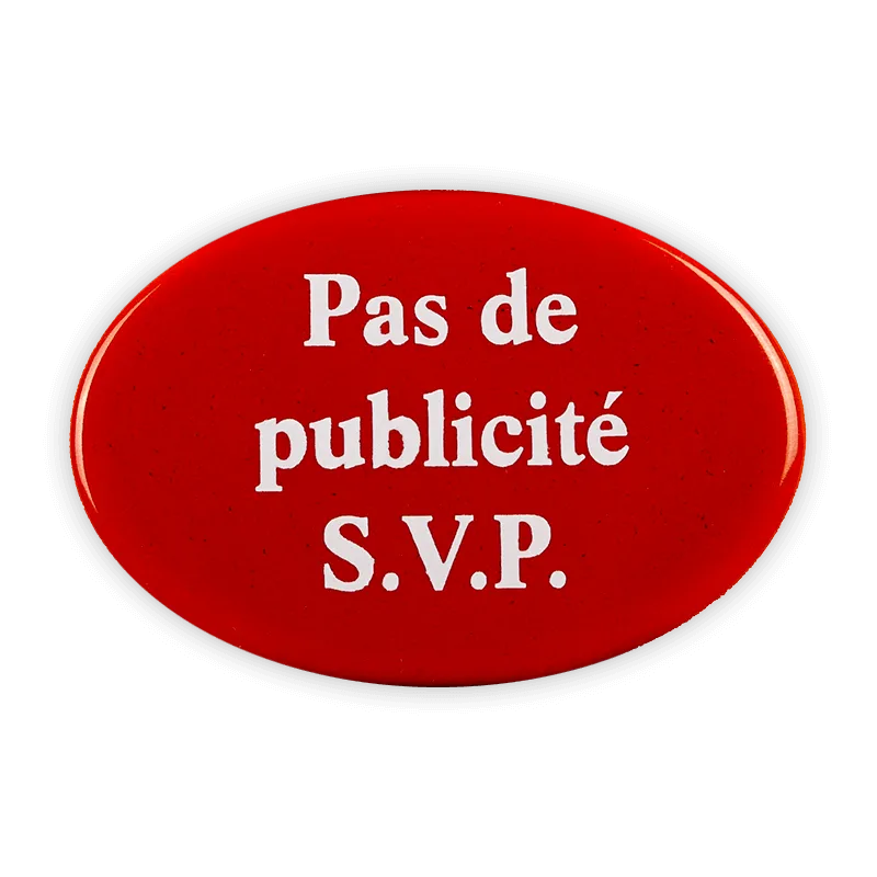 Münder Email Emailschild oval 6x4 cm Pas de publicité rot-weiß