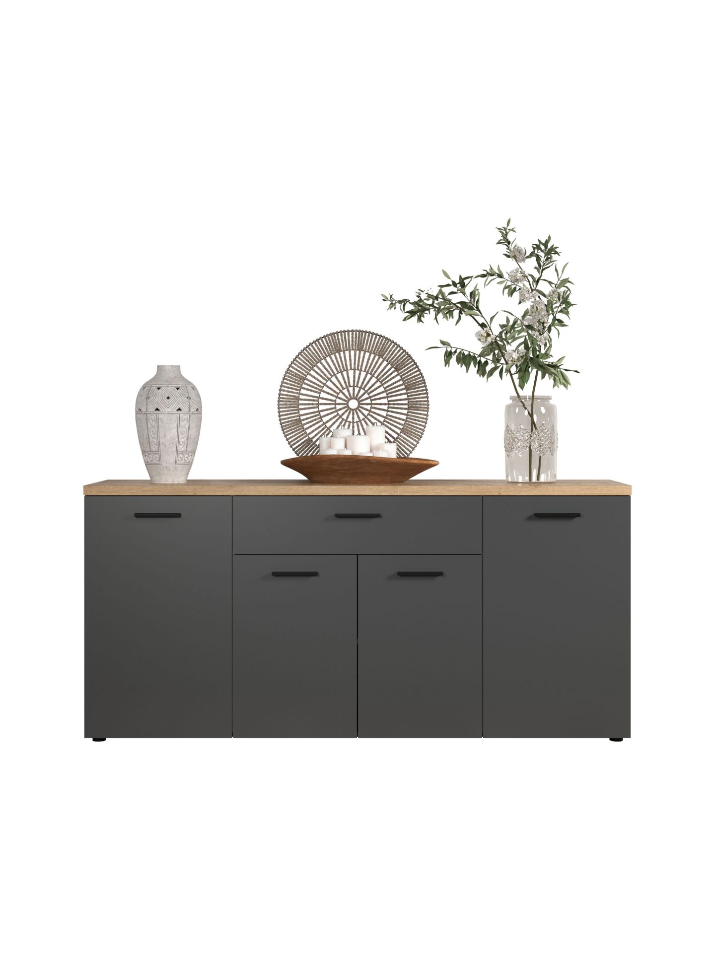 trendteam Baggio Sideboard Kommode Anthrazit Eiche