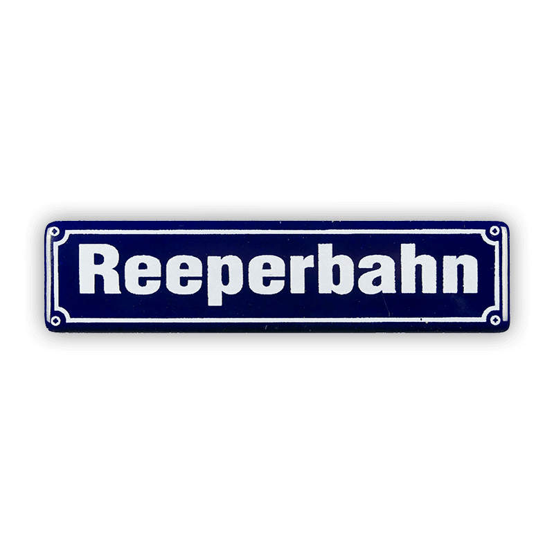 Münder Email Reeperbahn Magnet Straßenschild 8x2 cm blau-weiß