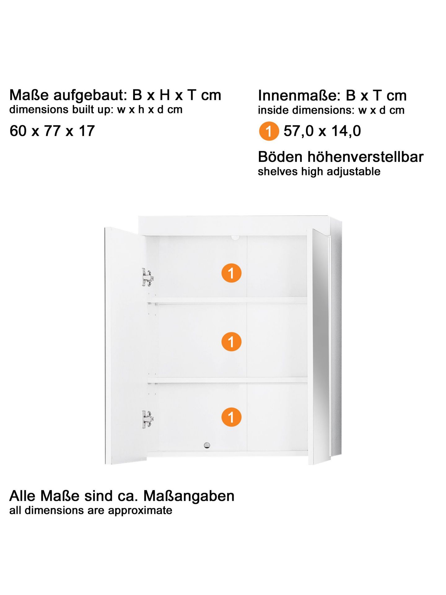 trendteam Amanda Spiegelschrank weiß Badezimmerschrank Hochglanz