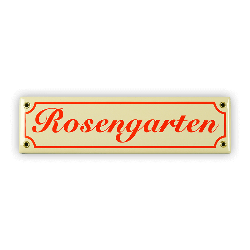 Münder Email Mini-Straßenschild Rosengarten 30 cm beige