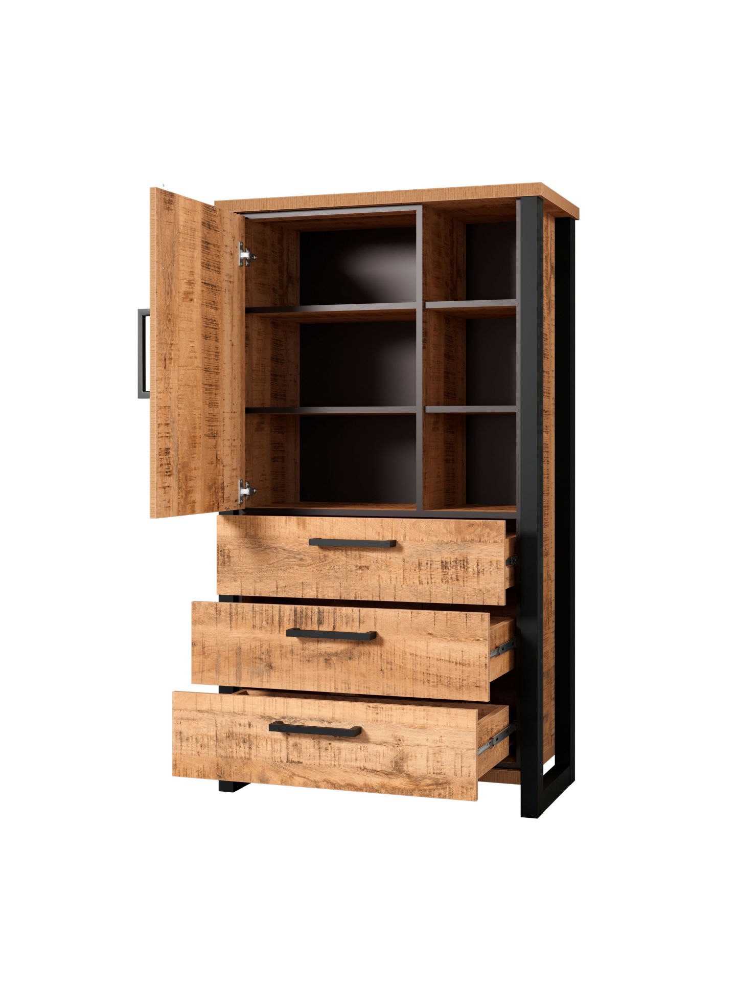 trendteam Enna Schrank Mango halbhoch schwarze Absetzung