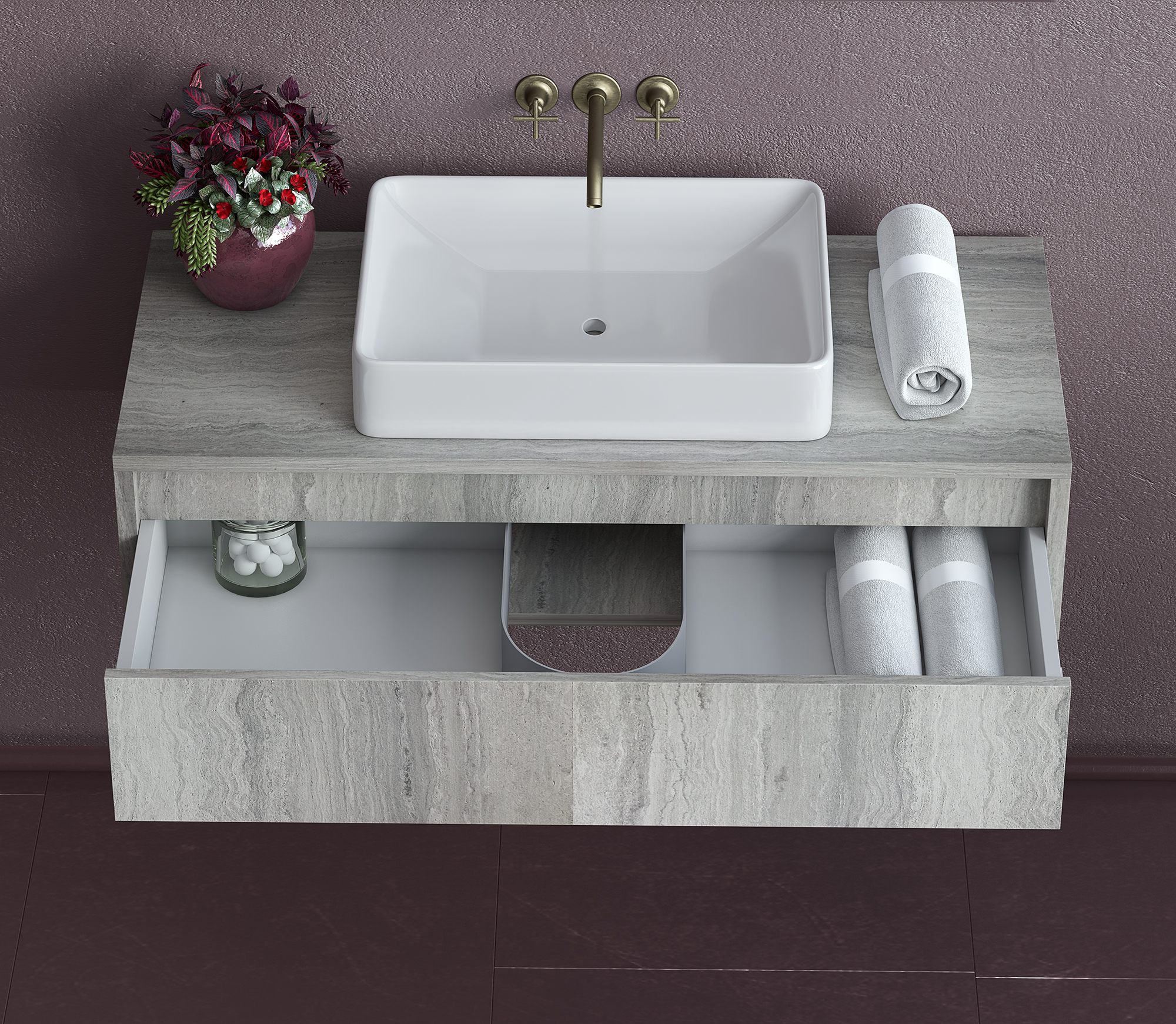 DROP Martinidis Vienna Combo 90 Badmöbel-Set Rock Oak 90 cm
