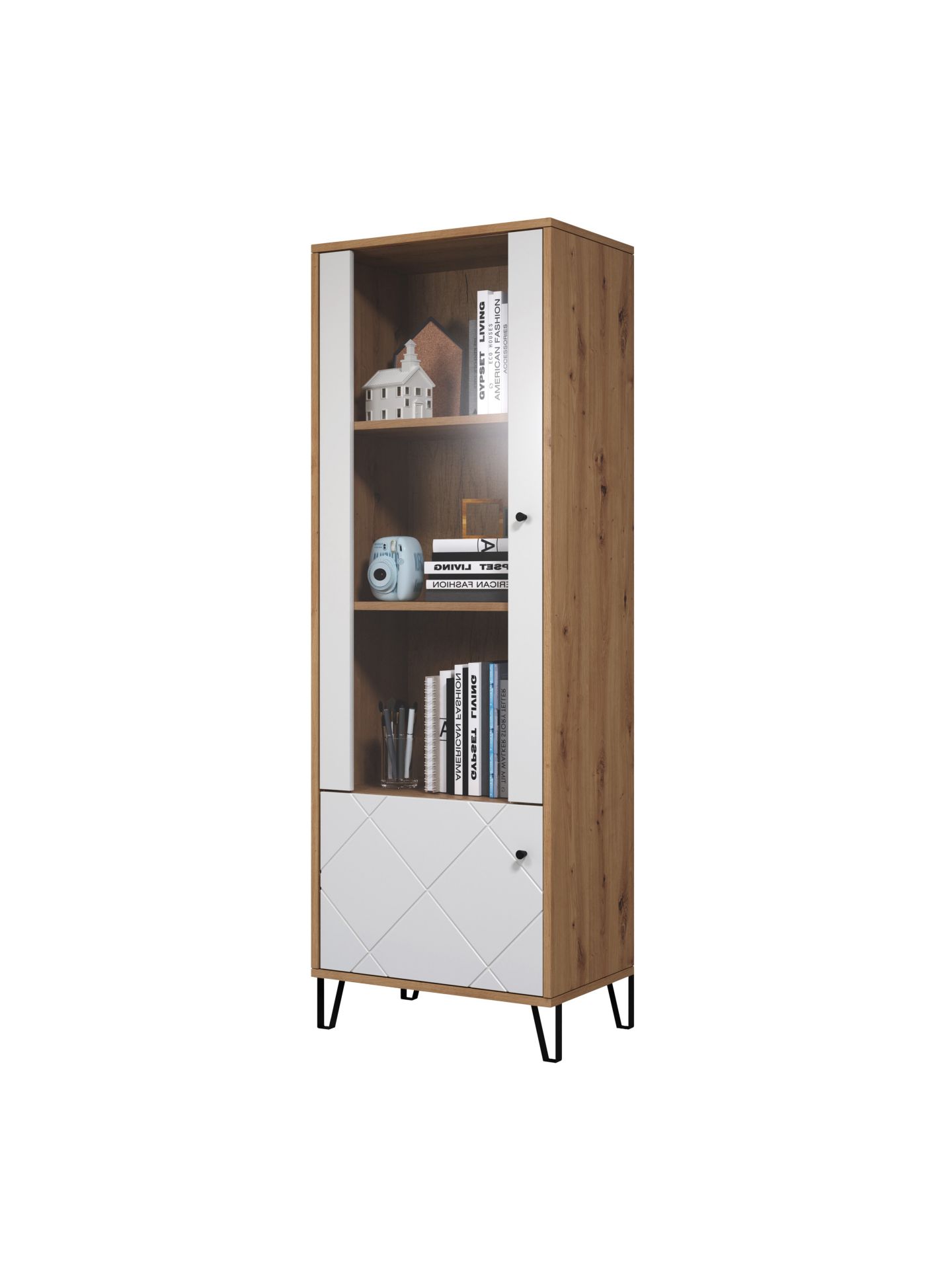 trendteam Touch Standvitrine Artisan Eiche Weiß Matt