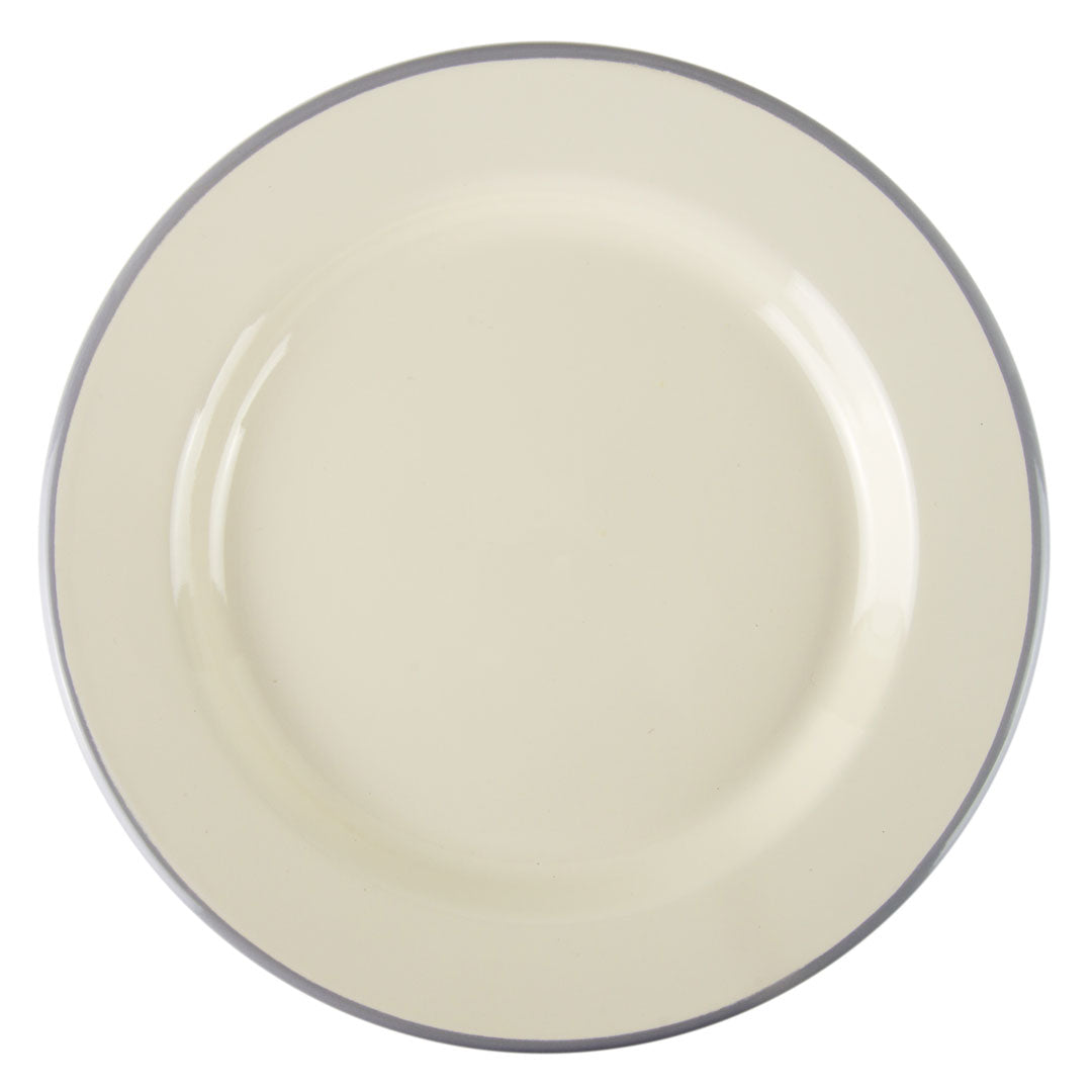 Münder Email Nostalgie-Geschirr Teller flach 24cm creme-grau Pastell