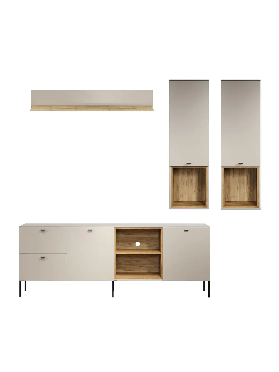 trendteam SaoPaulo Wohnwand 4-tlg Cashmere Evoke Eiche