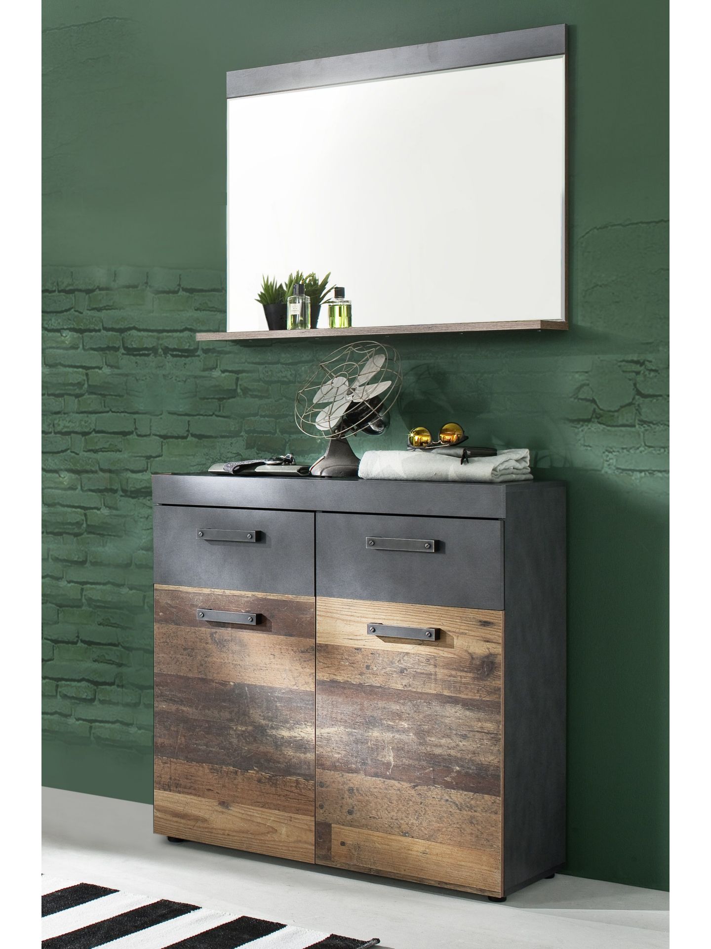 trendteam Indy GD-Kombination Garderobe Graphit Old Wood