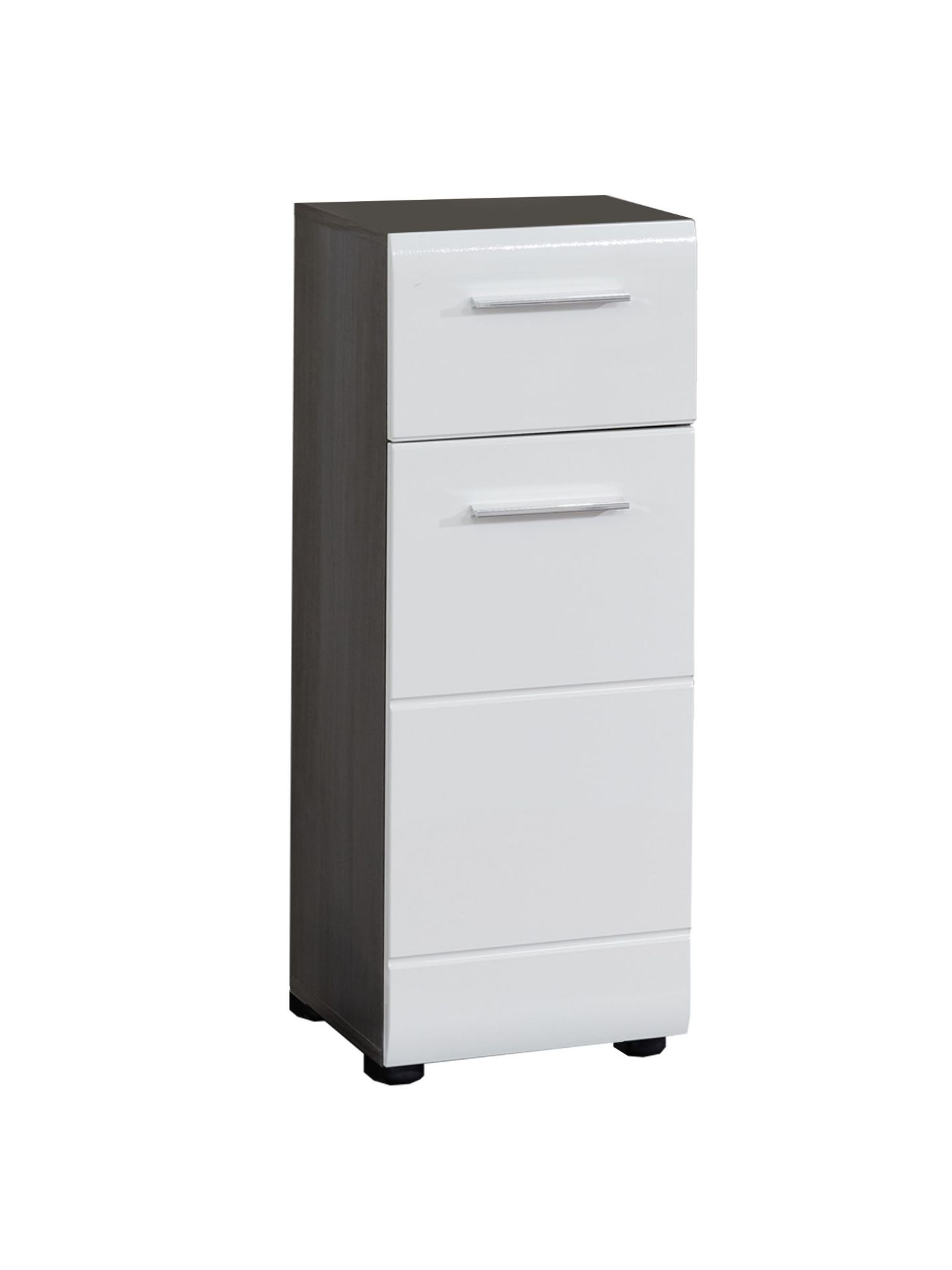trendteam Line Standschrank Rauchsilber Weiß Hochglanz