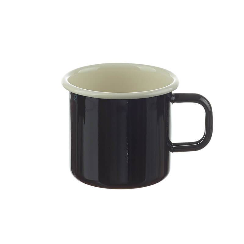 Münder Email Nostalgie-Geschirr Becher 8cm schwarz/creme 250ml