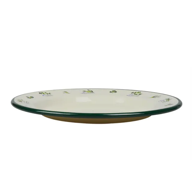 Münder Nostalgie-Geschirr Teller flach 24 cm creme/grün Kräuter