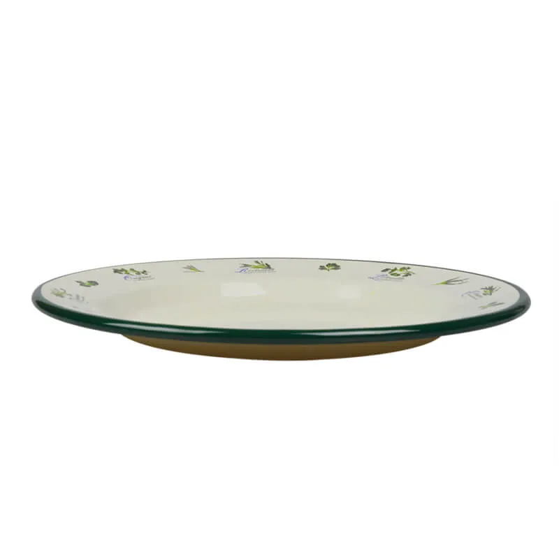 Münder Nostalgie-Geschirr Teller flach 24 cm creme/grün Kräuter
