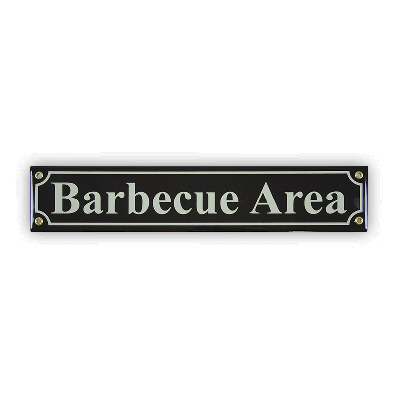 Münder Email Barbecue Area Mini-Straßenschild 40 cm schwarz/creme