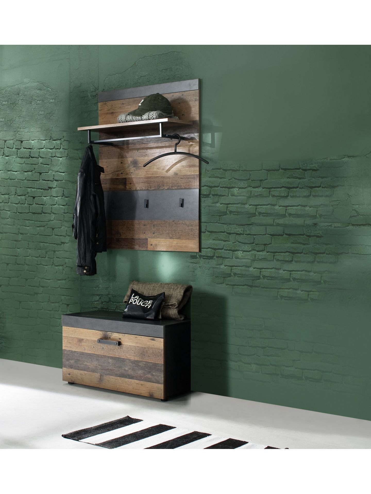 trendteam Indy Garderobenkombination Graphit Old Wood