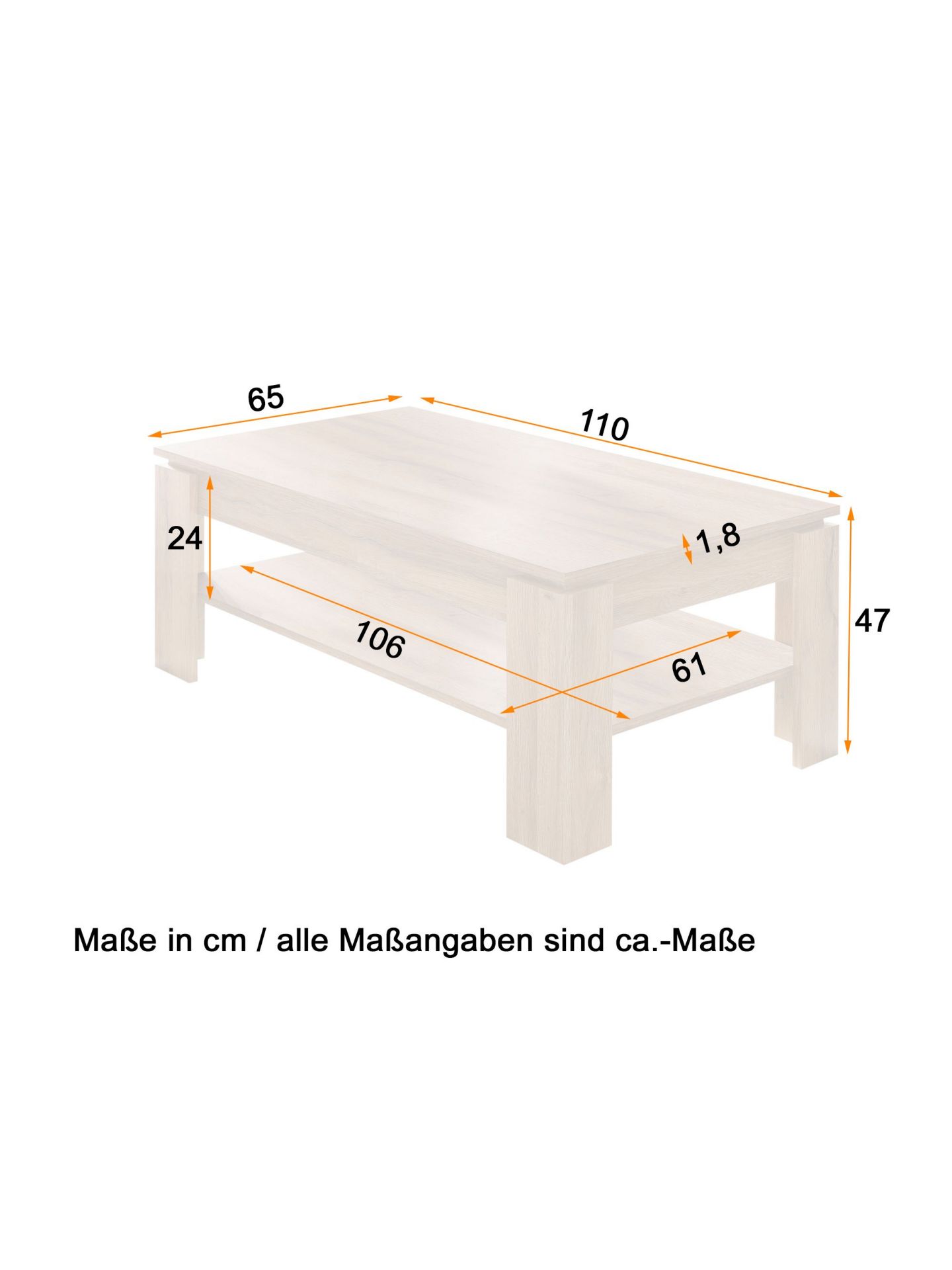 trendteam Universal Couchtisch dunkelgrau Wohnzimmertisch