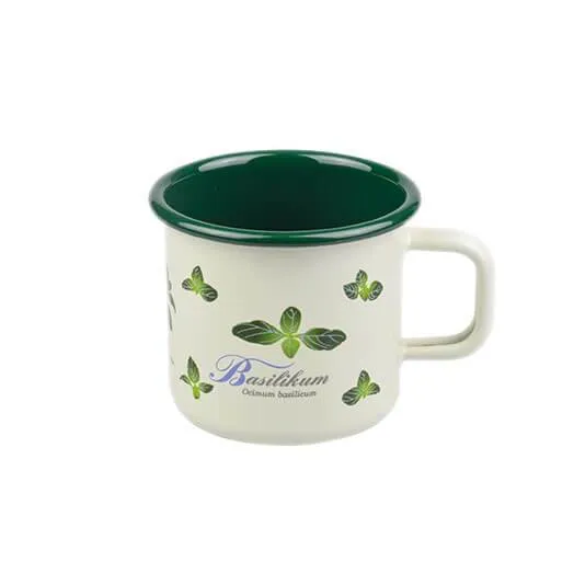 Münder Nostalgie Becher 8 cm Emaille creme grün Kräuter 250 ml