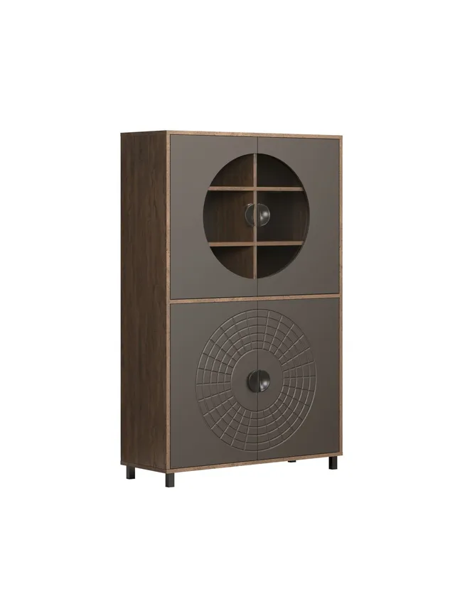 trendteam Fusion Highboard-Vitrine Rostoptik Perlbronze
