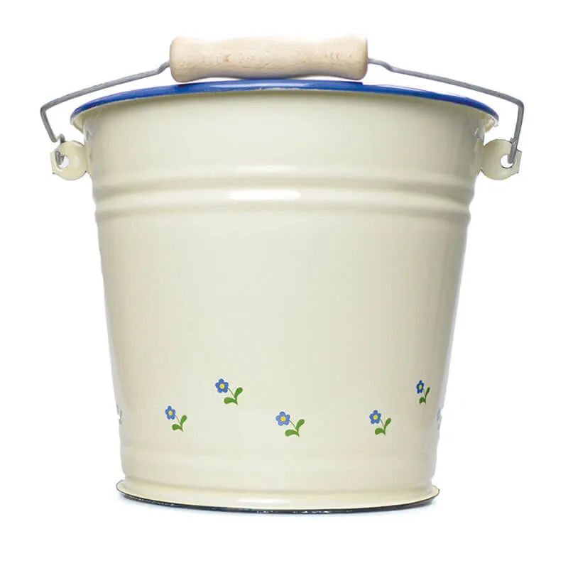 Münder Email Nostalgie Eimer 6 L creme/blau Blümchen