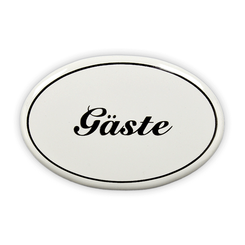 Münder Email Lagerschilder Türschild Gäste oval 6x4 cm Kleben
