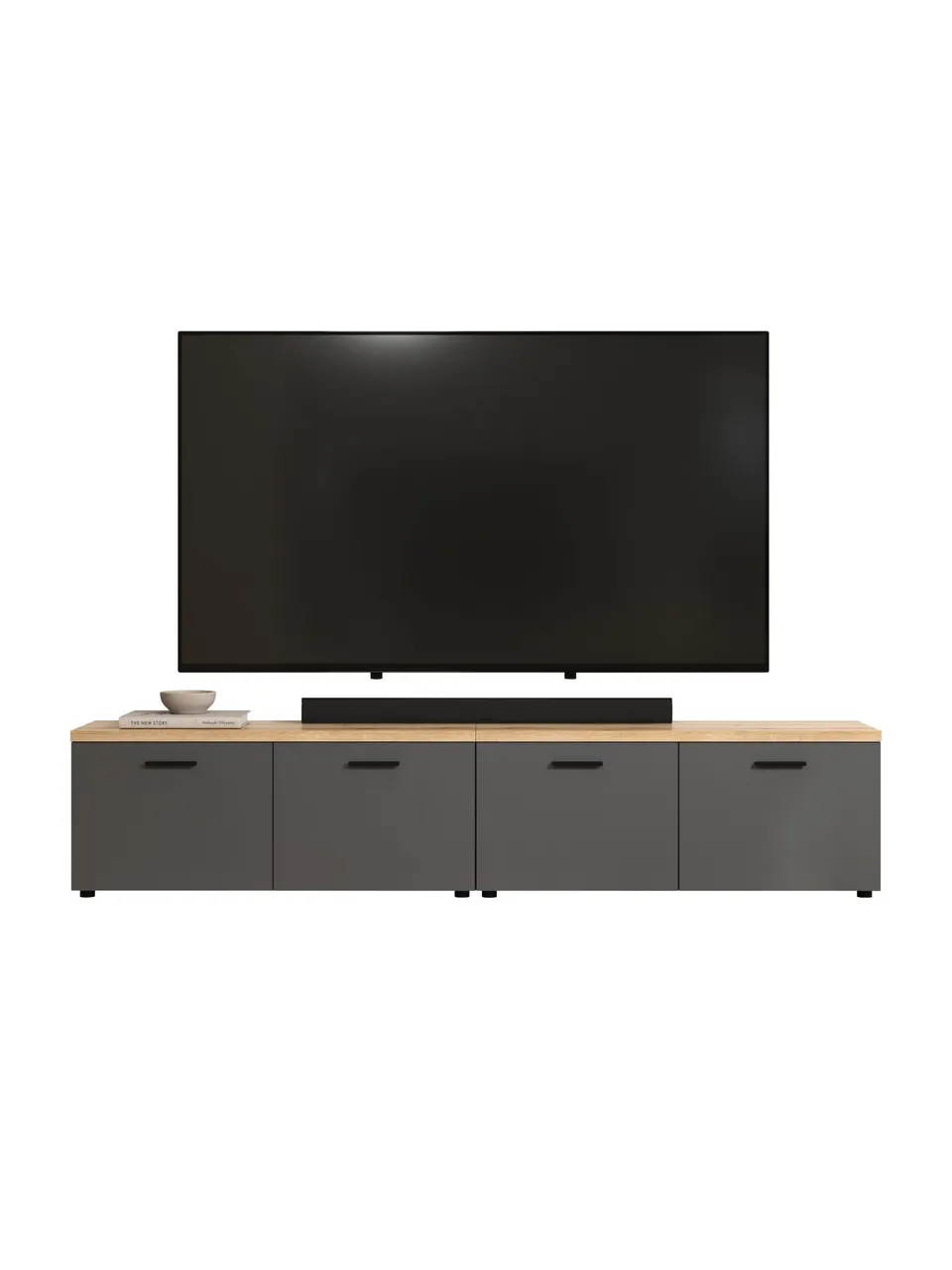 trendteam Baggio TV-Lowboard Anthrazit Evoke Eiche