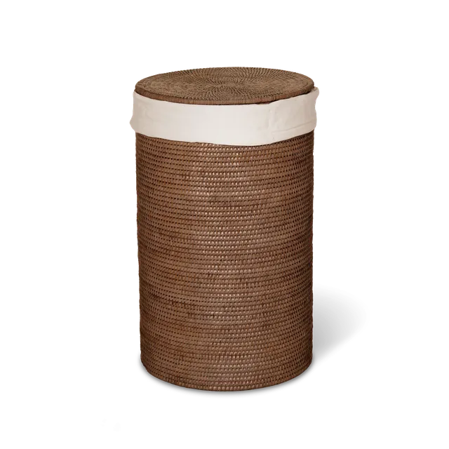 Decor Walther Basket WB Small Wäschekorb Rattan Dunkel mit Deckel