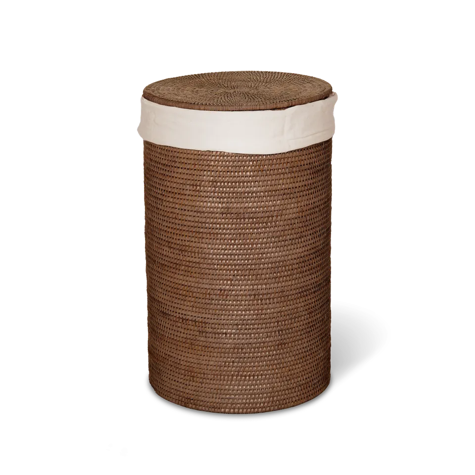Decor Walther Basket WB Small Wäschekorb Rattan Dunkel mit Deckel