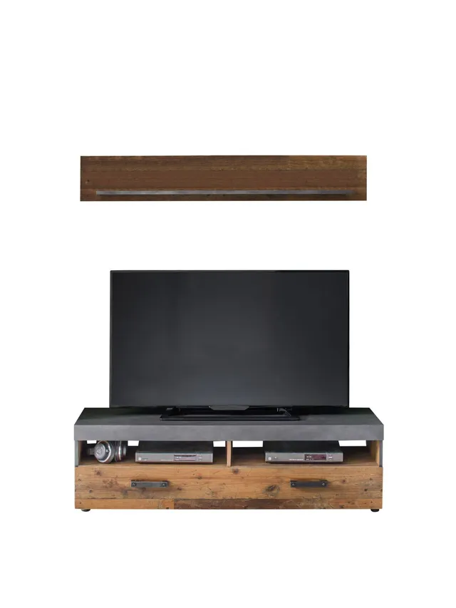 trendteam Indy TV-Board mit Wandboard graphit Old Wood