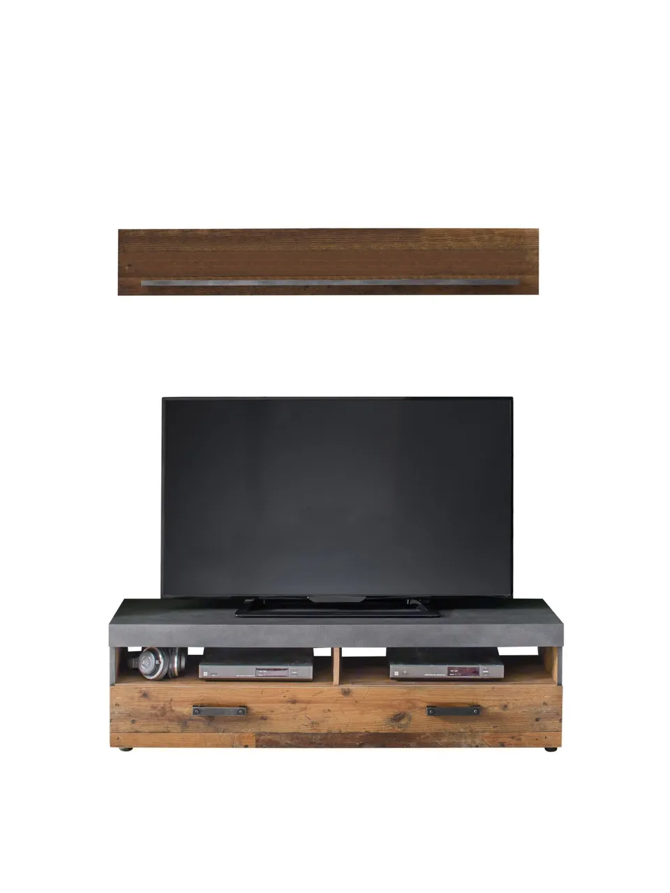 trendteam Indy TV-Board mit Wandboard graphit Old Wood
