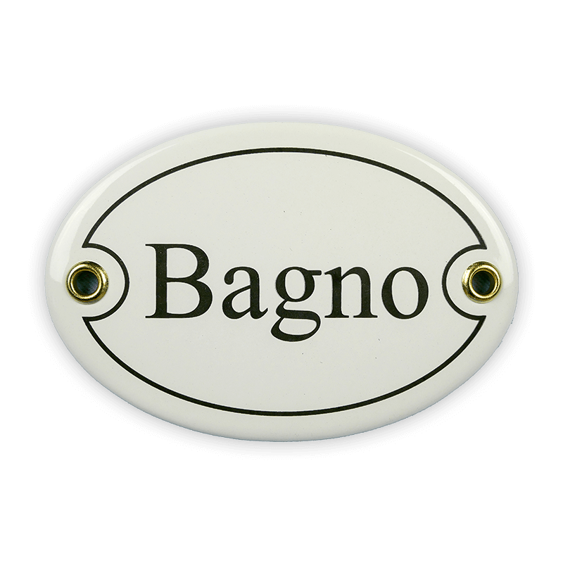 Emaille Türschild oval 10,5x7 cm Bagno weiß Emaille