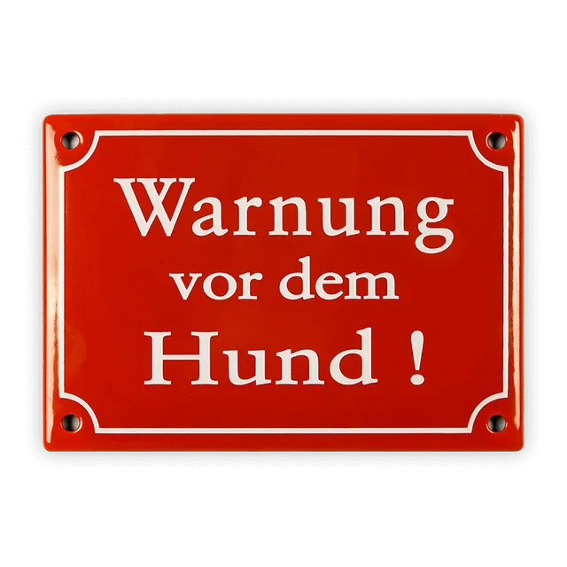 Münder Email Emailschild Warnung vor dem Hund 17x12 cm