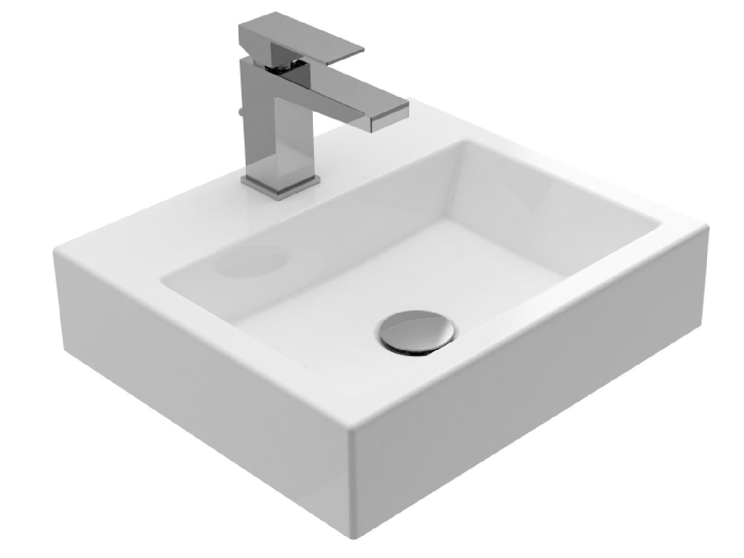 Treos Serie 710 Waschbecken 420x360 mit Hahnloch weiß
