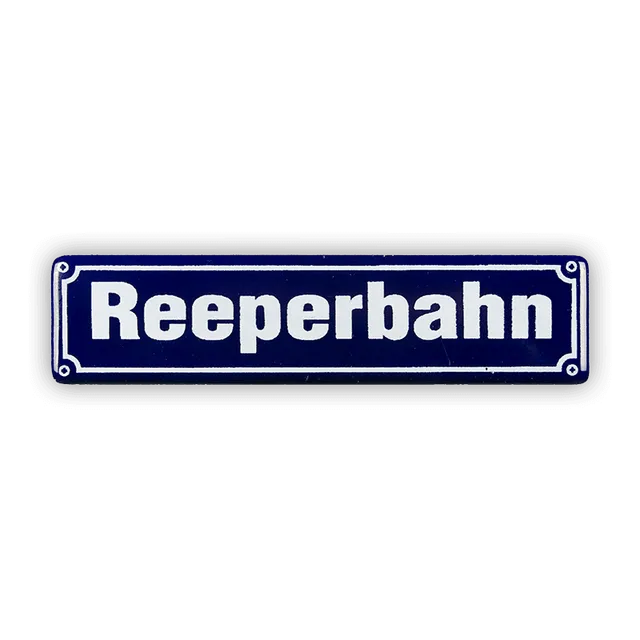 Münder Email Reeperbahn Magnet Straßenschild 8x2 cm blau-weiß