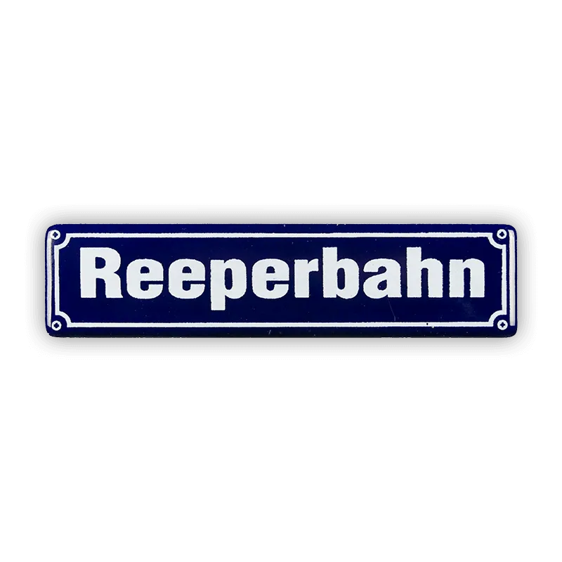 Münder Email Reeperbahn Magnet Straßenschild 8x2 cm blau-weiß