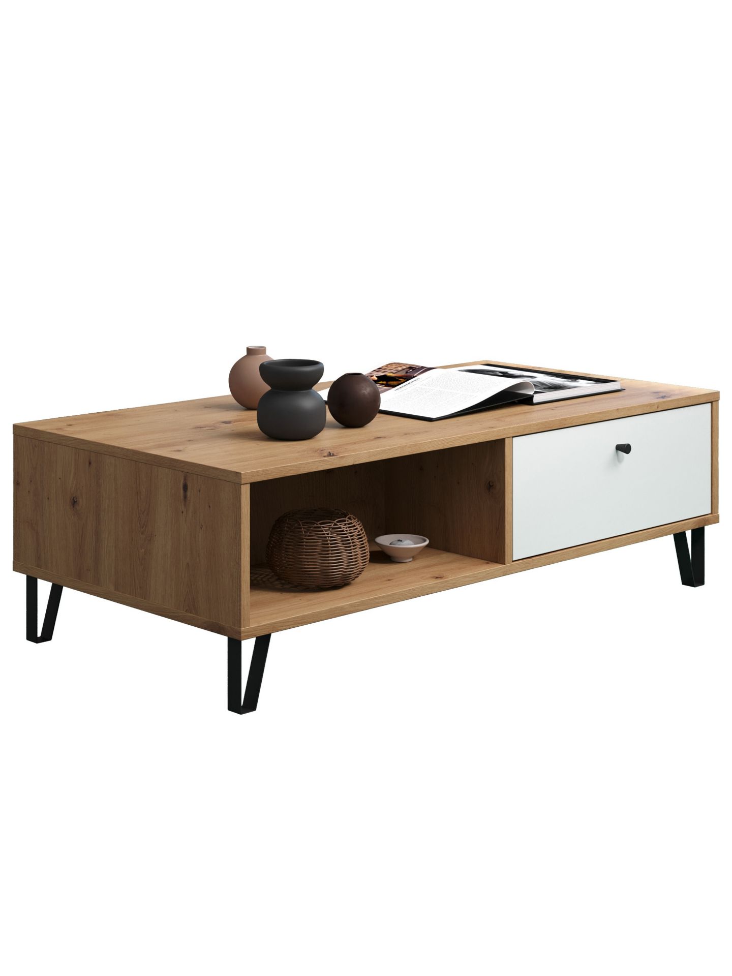 trendteam Touch TV-Unterteil Couchtisch Artisan Eiche Weiß