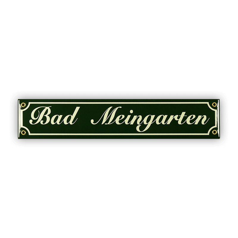 Emaille Mini-Straßenschild Bad Meingarten 40 cm grün Emaille