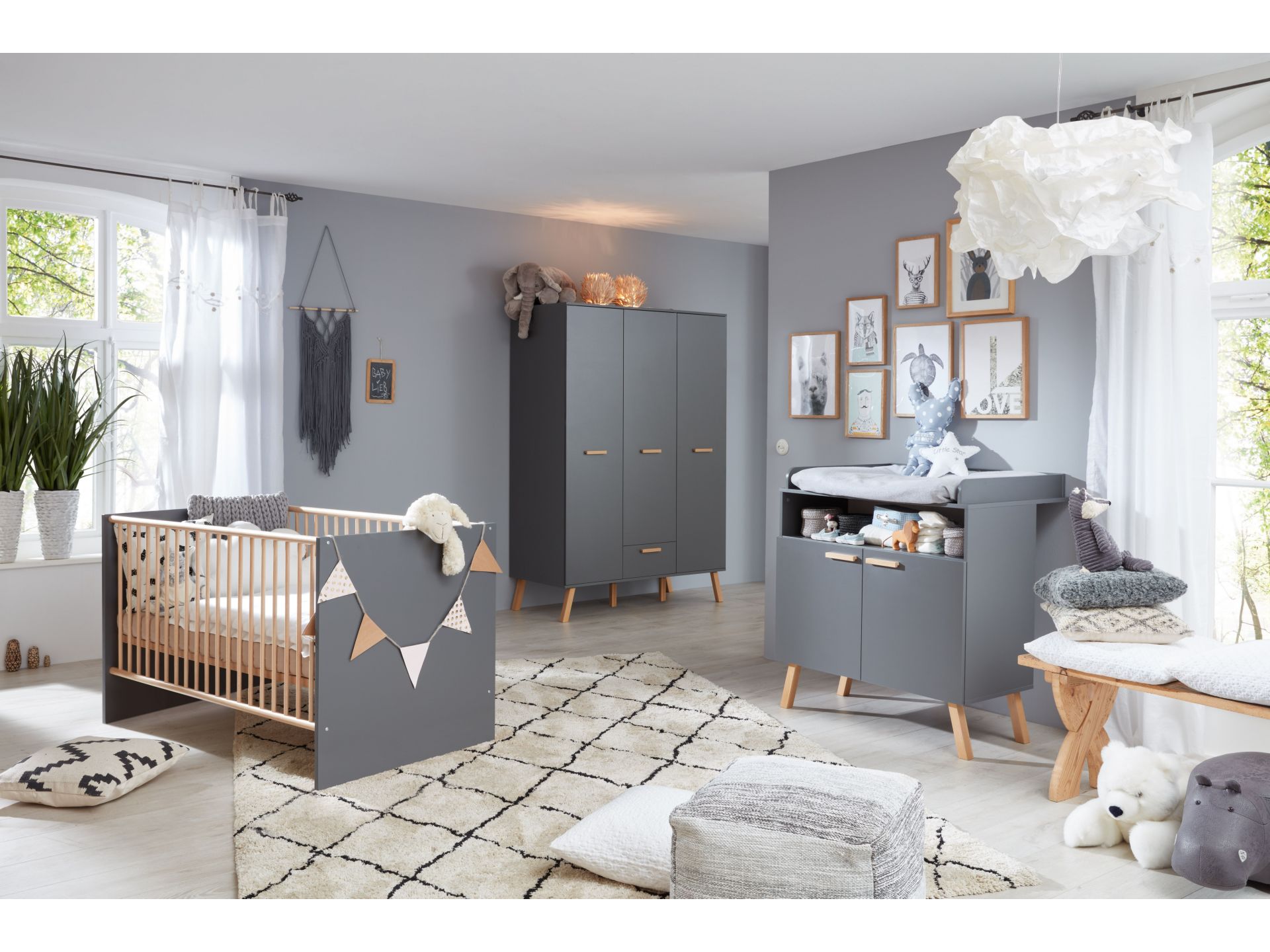 trendteam Mats Babyzimmer Kombination grau